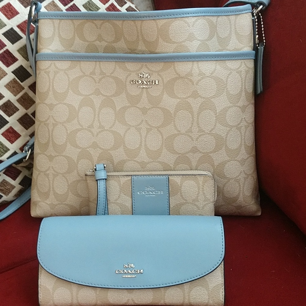 Coach File Bag, Slim Wallet and wristlet